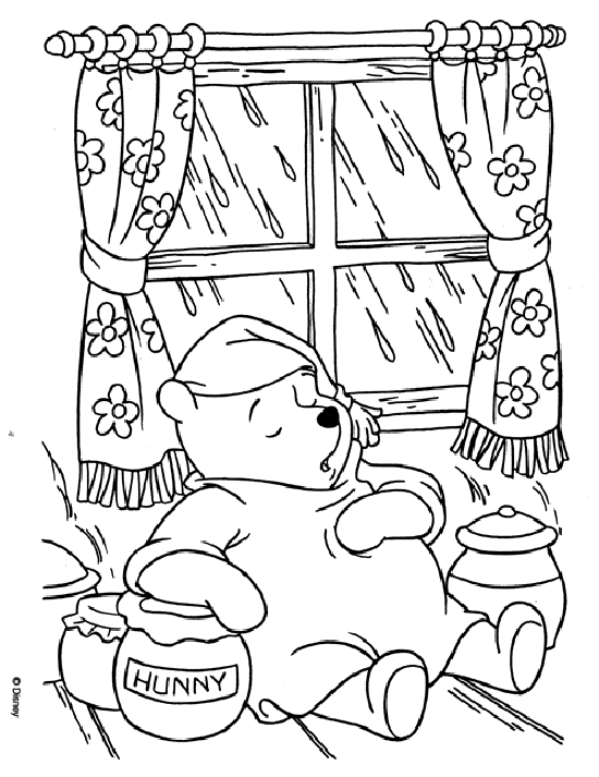 coloriage winnie l ourson dort
